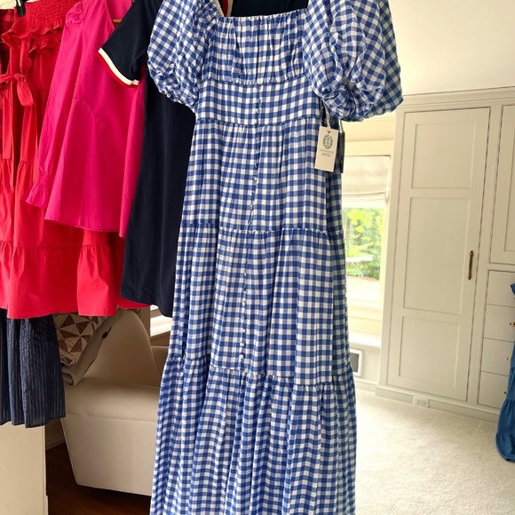 Hyacinth House Blue Gingham Harper Maxi Dress sz XS - Picture 3 of 7